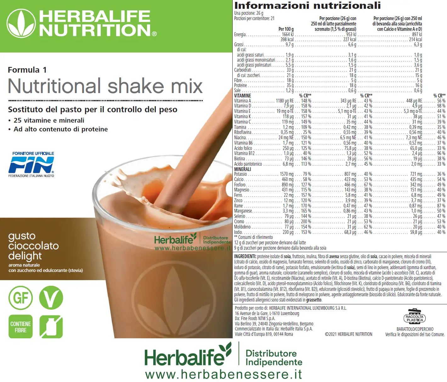 Formula 1 Herbalife ingredienti Formula 1 Herbalife etichetta Sostituto del pasto informazioni nutrizionali Cioccolato formula 1 herbalife ingredienti formula 1 herbalife etichetta sostituto del pasto informazioni nutrizionali gusto cioccolato