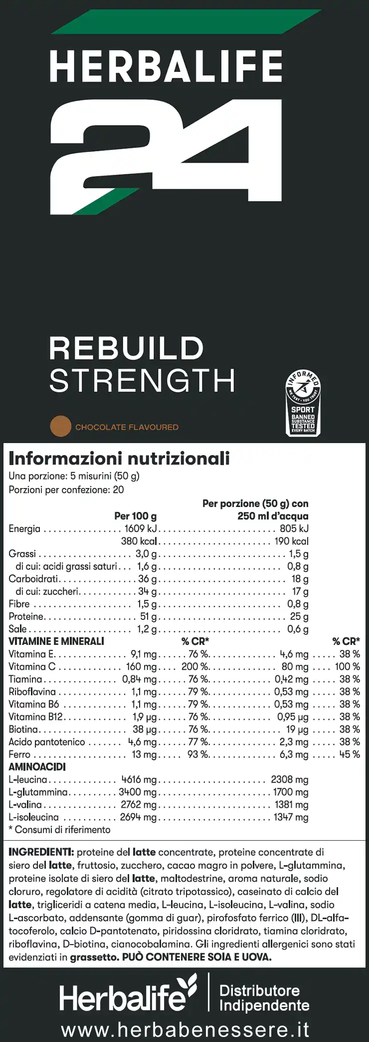 rebuild strenght herbalife ingredienti rebuild strenght herbalife etichetta rebuild strenght herbalife informazioni nutrizionali