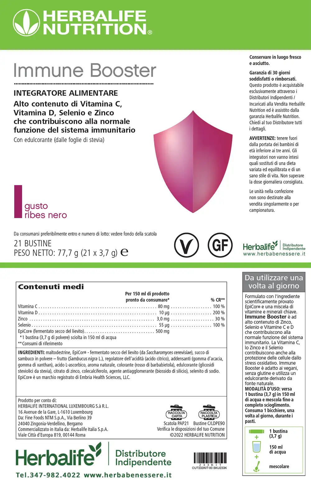immune booster herbalife ingredienti immune booster herbalife etichetta immune booster herbalife informazioni nutrizionali