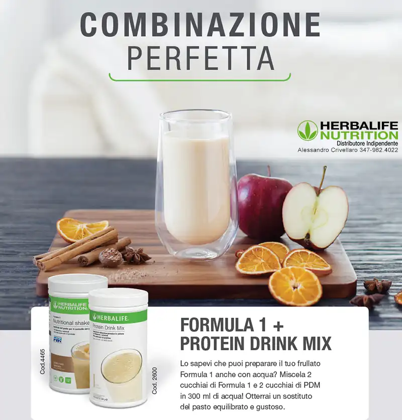 kit colazione equilibrata con proteine combinazione perfetta formula 1 + pdm protein drink mix herbalife