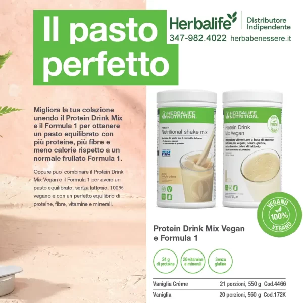 il pasto completo herbalife formula 1 protein drink mix vegan frullato proteico vegano
