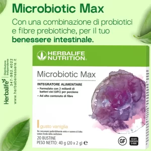 microbiotic max herbalife con una combinazione di probiotici e fibre prebiotiche per il tuo benessere intestinale